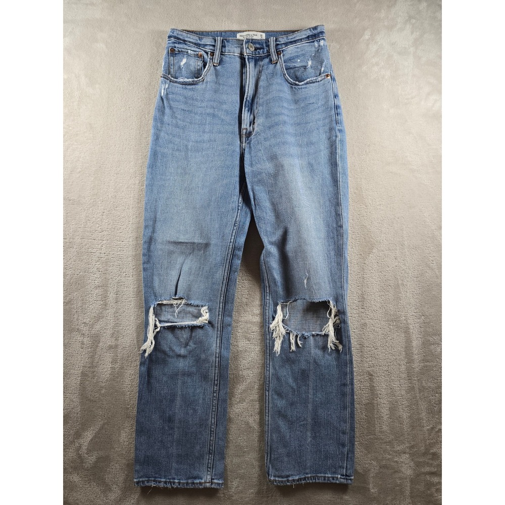 Abercrombie & Fitch Ankle Straight Jeans Women 26/2R Ultra High Rise Distressed